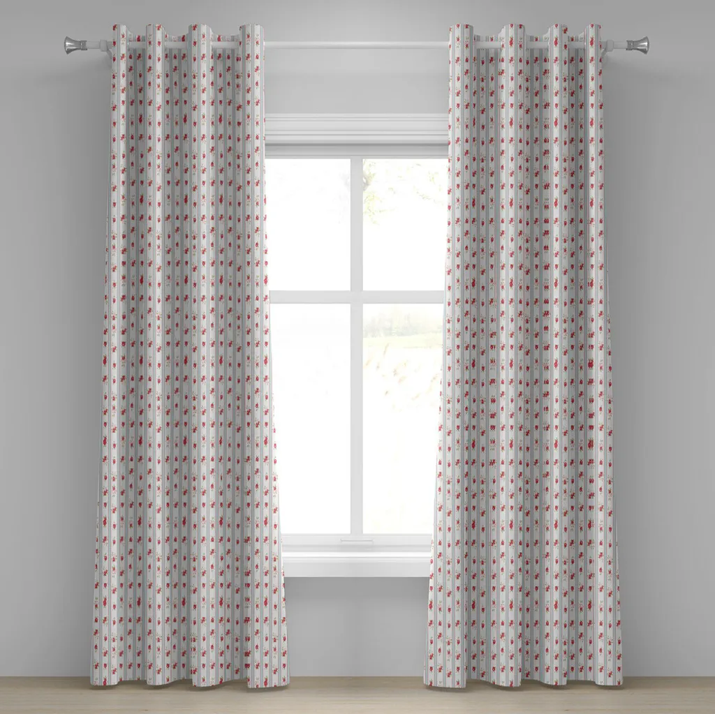 Rideau décoratif pour salon style cottage fleurs et roses 280x245 cm