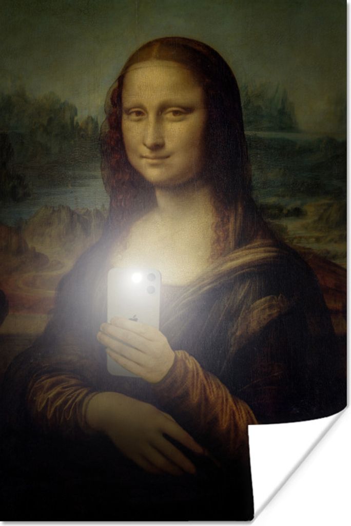 MuchoWow Poster Mona Lisa - Telefon - Da Vinci 80x120 cm - Papierdruck