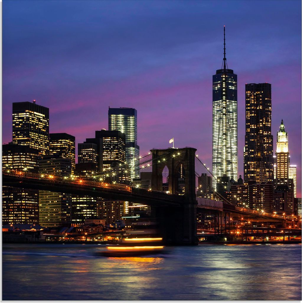 ARTland Glasbild Brooklyn Bridge Größe: 50x50 cm