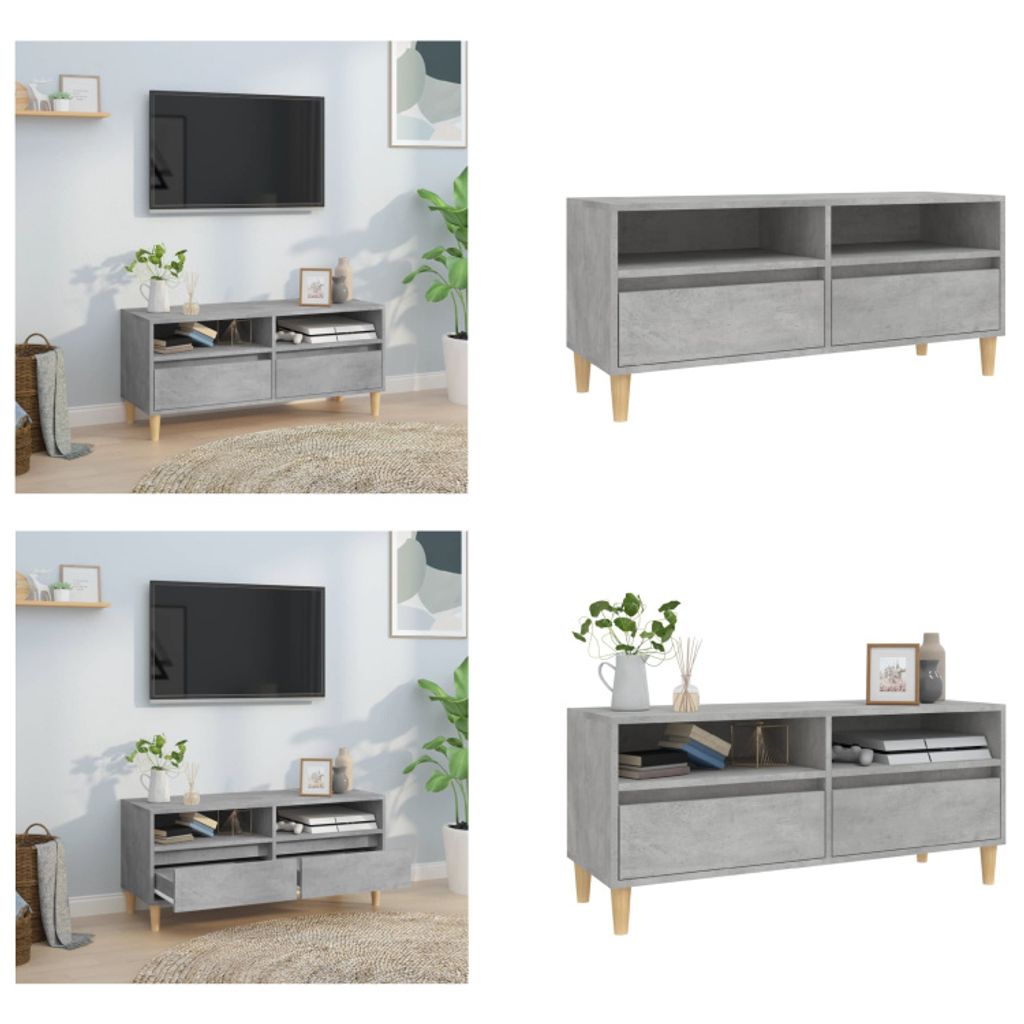 vidaXL TV Schrank Betongrau 100x34,5x44,5 cm Holzwerkstoff - TV-Schrank - TV-Schränke - TV-Ständer - TV-Möbel