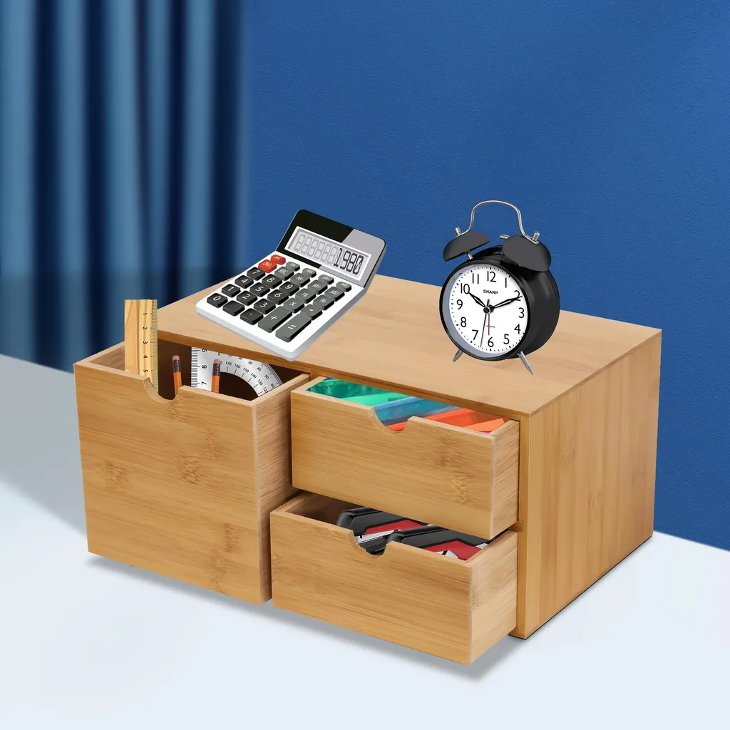 Bloc de rangement bureau bois avec tiroirs, module organiseur écologique