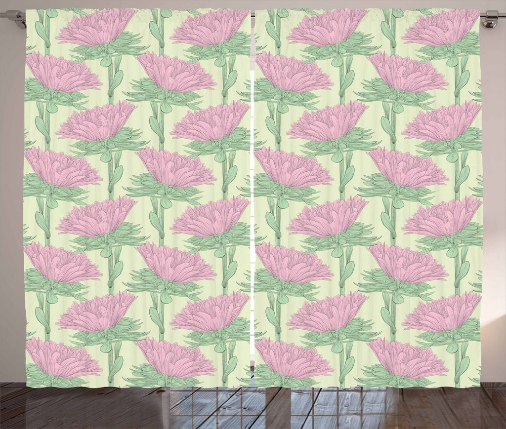 ABAKUHAUS Aster Rustikaler Vorhang, Linien und Strichen Entwurf, Wohnzimmer Universalband Gardinen mit Schlaufen und Haken, 280 x 175 cm, Shamrock ...