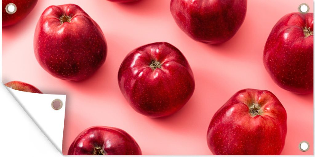 MuchoWow 160x80 cm Outdoor-Poster Gartendeko Sichtschutz Garten Poster für den Garten Apfel - Rot - Obst