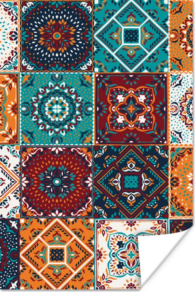 MuchoWow Poster Retro - Blatt - Design - Orange - Braun 40x60 cm - Plakate für die Wand - Poster Babyzimmer