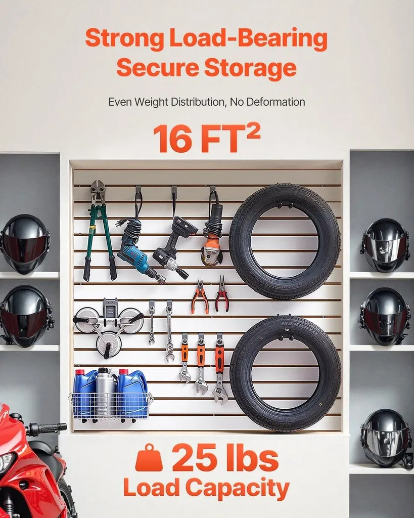 Organisation de garage : Panneaux à lattes MDF blanc 4x4 pi modulables