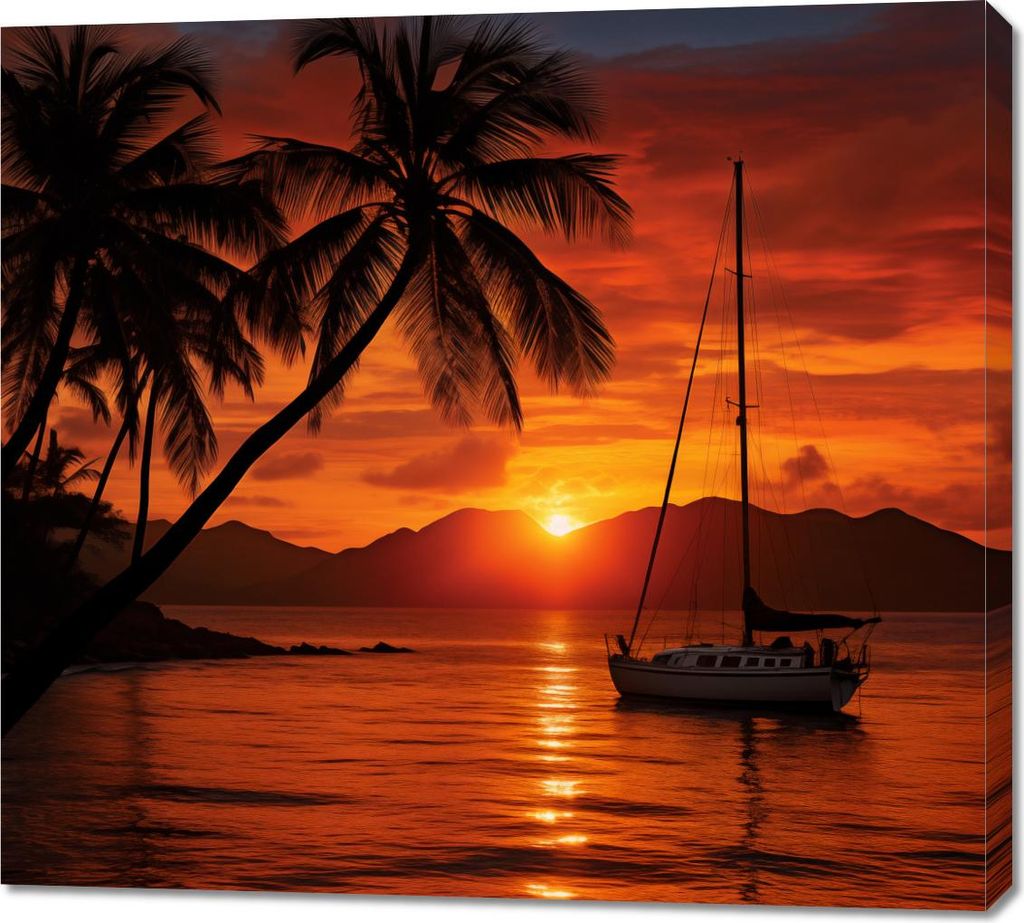 Bild 100x90cm Tropischer Sonnenuntergang