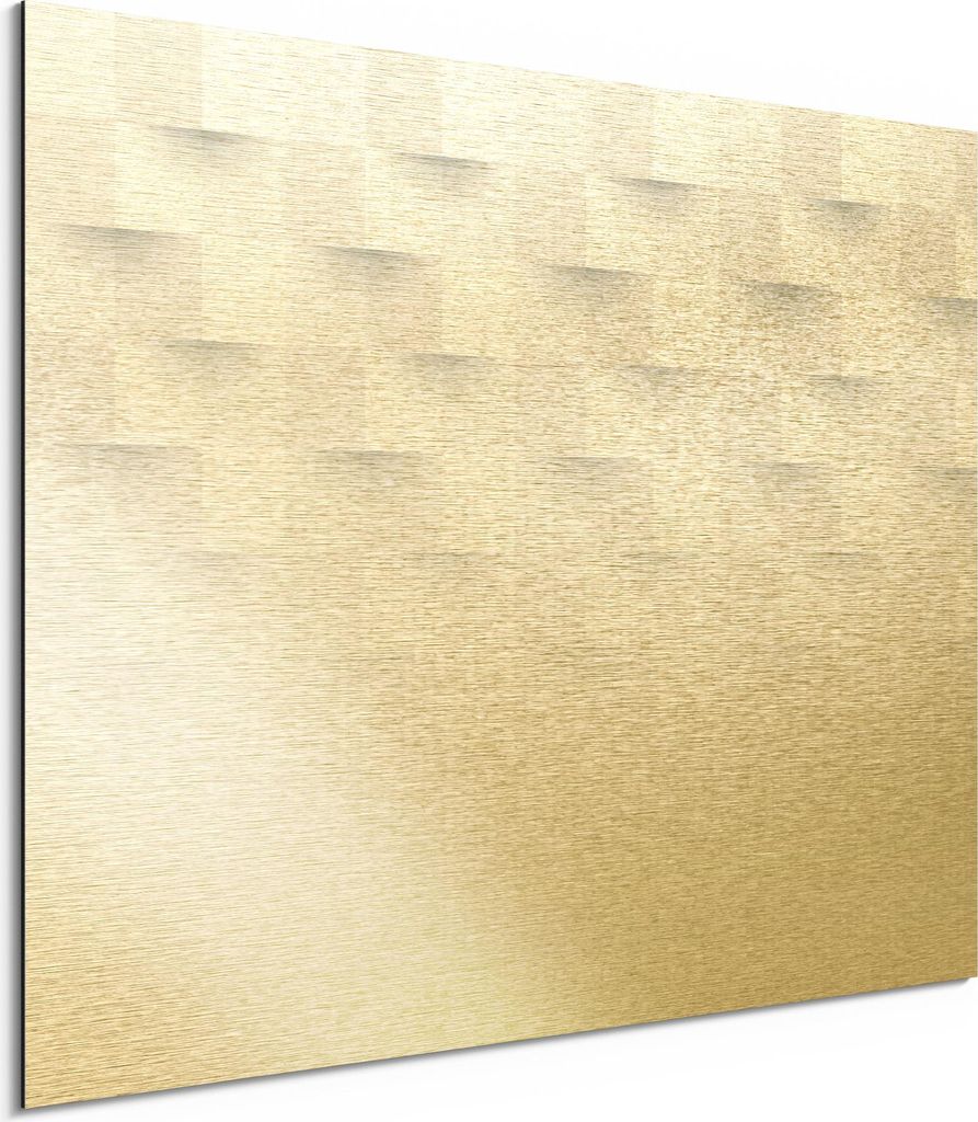 DEQORI Alu-Dibond Bild Gold 40x30 cm 'Abstraktes Geo-Muster' Wandbild Metall dünn Design