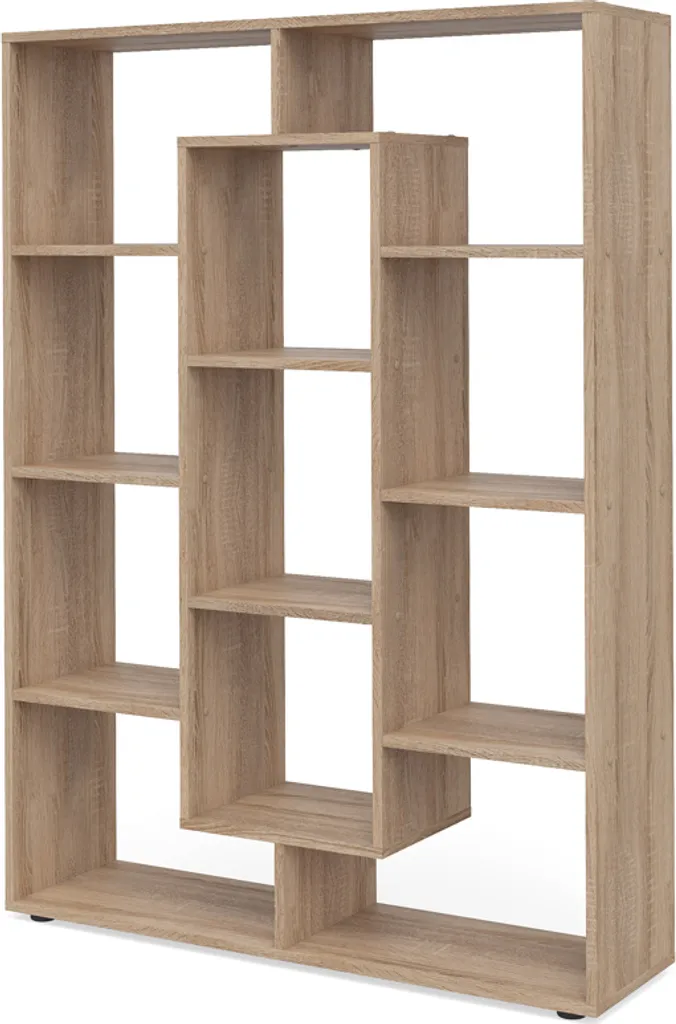 Séparateur de pièce Vicco Sonoma 143 cm - Cloison Amovible Bois à Casiers
