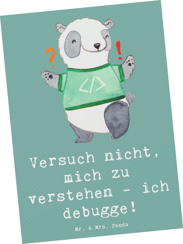 Mr. & Mrs. Panda Postkarte Softwareentwickler Debugging - Meeresbrise - Geschenk, Postkarten, Programmierer, Ansichtskarte, Fotokarte, Softwareentw...