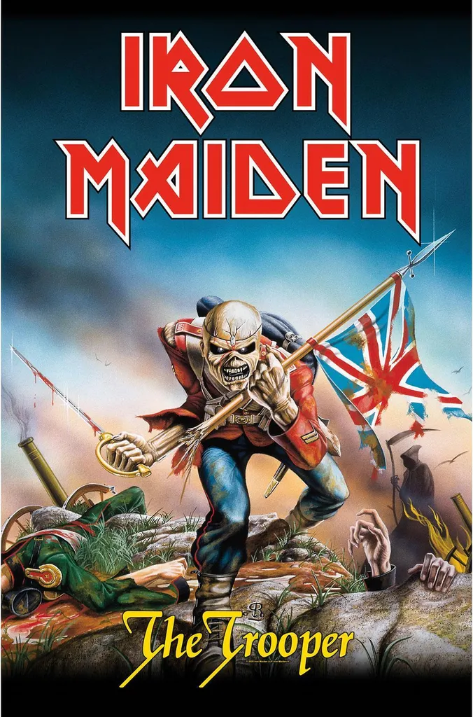 Poster Textile Iron Maiden The Trooper Drapeau Mural 106 x 70 cm