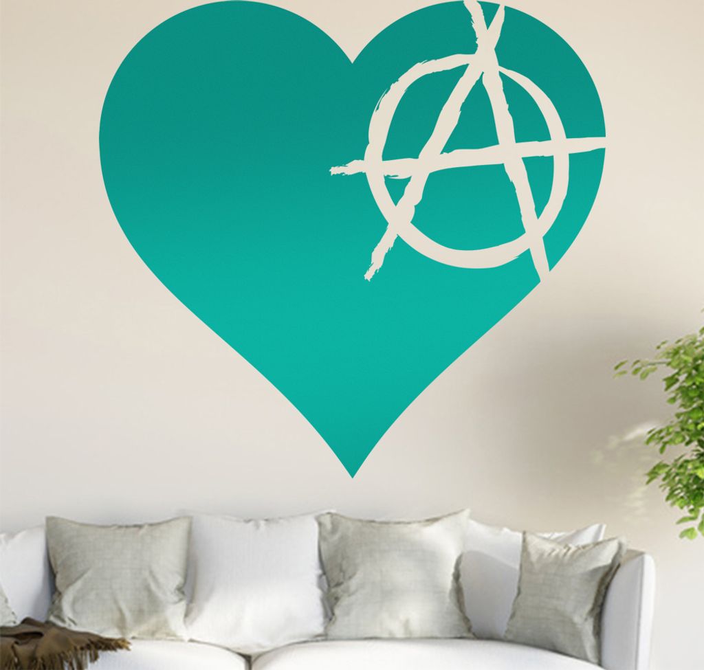 Anarchie - Herz Wandtattoo in 6 Größen - Wandaufkleber Wall Sticker - Dekoration, Küche, Wohnzimmer, Schlafzimmer, Badezimmer