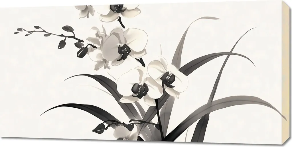 Décoration Murale Orchidée 100x50 cm : Tableau Panoramique Zen Moderne