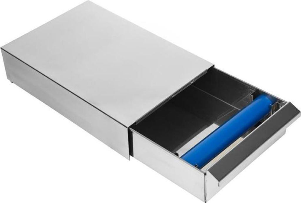 Kaffeesatzlade Edelstahl, herausnehmbar, Maße: 9(H) x 25,5(B) x 41(T)cm, für Kaffeemaschine