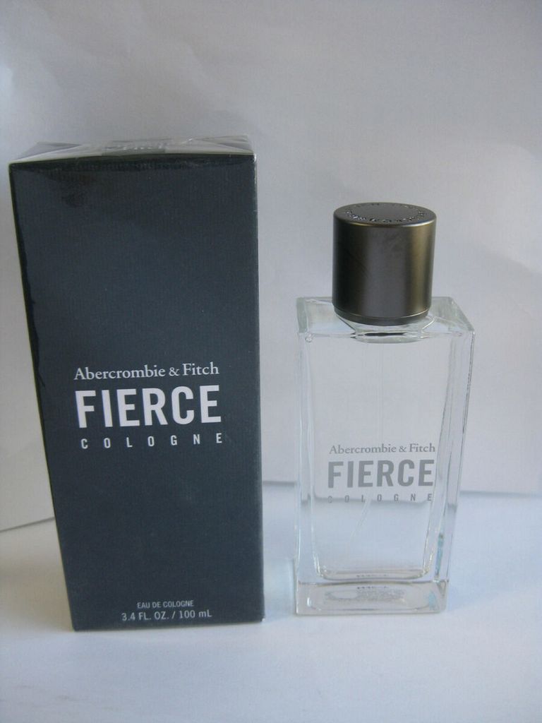 A box and bottle of Abercrombie & Fitch Fierce Eau de Cologne for men are displayed against a white background.