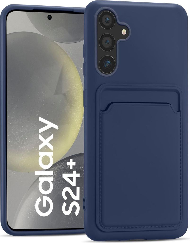 Handyhülle für Samsung Galaxy S24 Plus Hülle Silikon Schutzhülle mit Kartenfach Slim Wallet Case, Blau