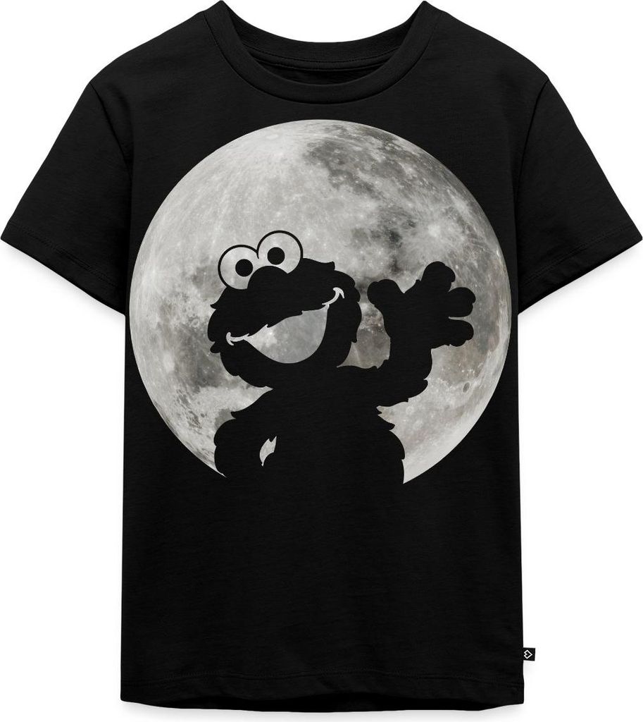Spreadshirt Sesamstraße Elmo Im Vollmond Kinder Premium T-Shirt, 98/104 (2 Jahre), Schwarz