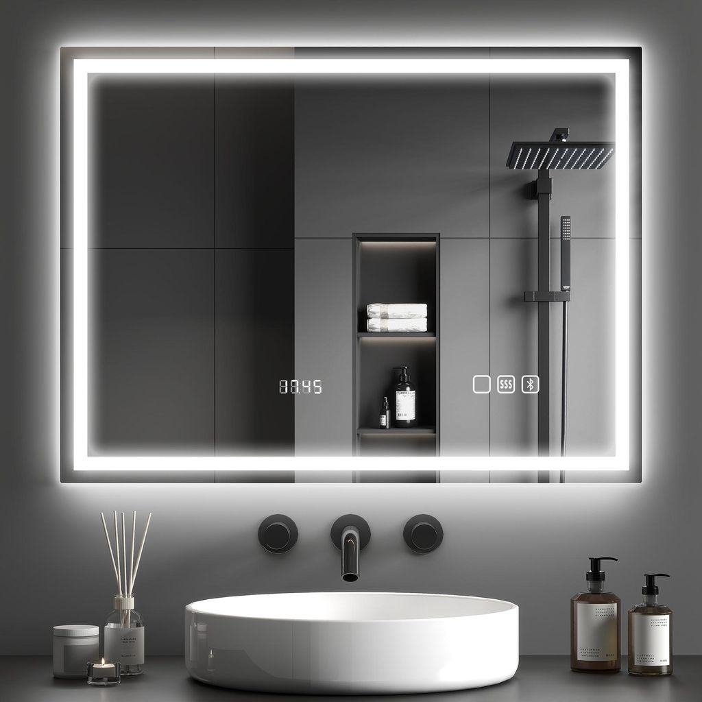 Lustro łazienkowe HOMCOM z oświetleniem 80x60 cm Lustro Zdjęcie produktu 
