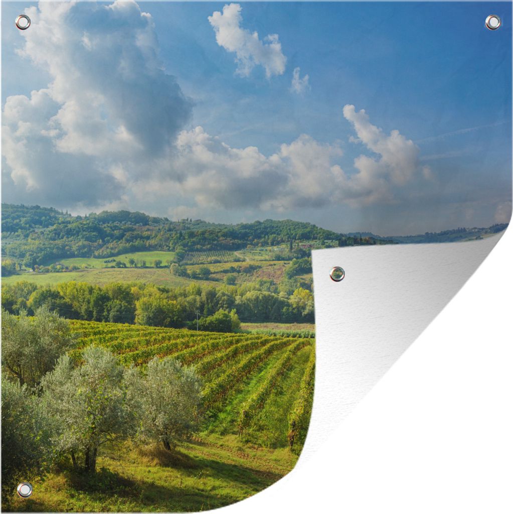 MuchoWow 50x50 cm Outdoor-Poster Gartendeko Sichtschutz Garten Poster für den Garten Toskana - Landschaft - Wolken