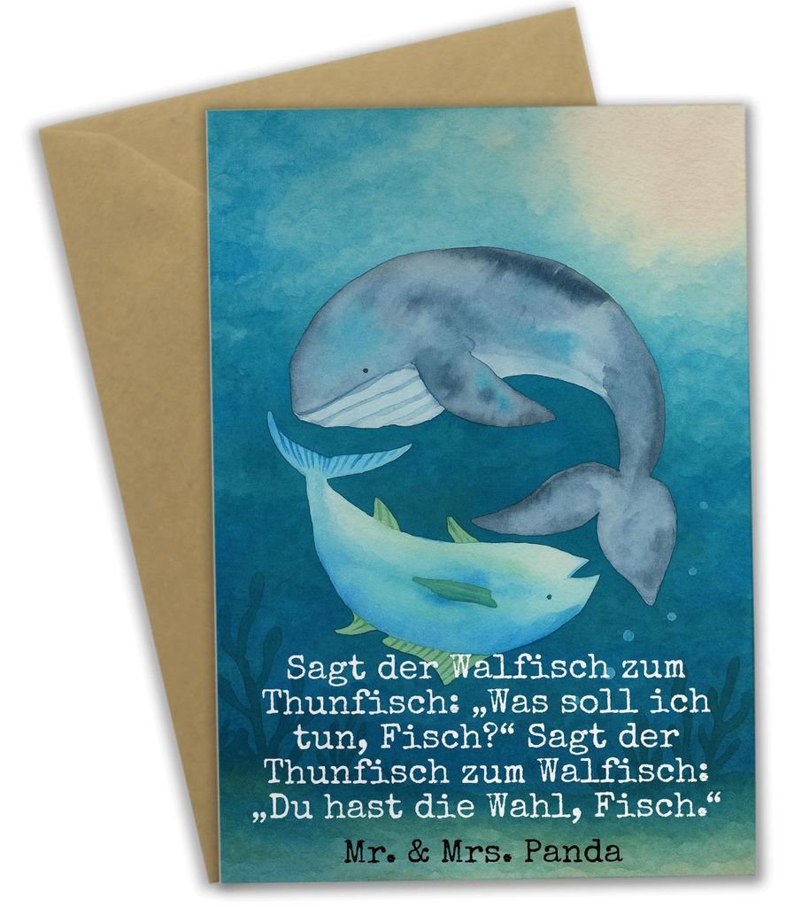 Mr. & Mrs. Panda Grußkarte Walfisch Thunfisch Design - Weiß - Geschenk, babykarte, Tunfisch, dankeskarten, Spruch Des Tages, Lustig, Wal, weihnac...
