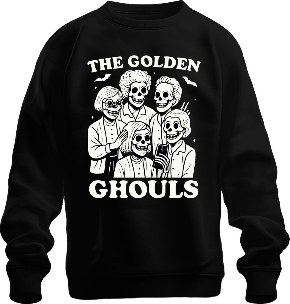 Golden Ghouls Skelett Seniorinnen Parodie Retro Halloween vintage Uni Sweatshirt Pullover, Schwarz, S