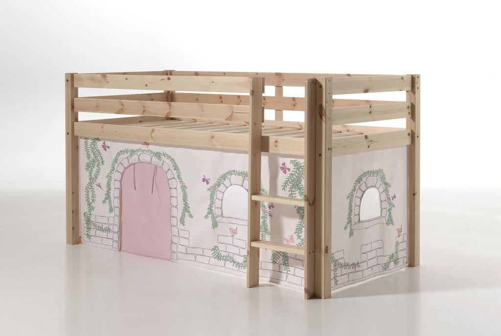 Spielbett >PINO< in Kiefer massiv natur - 210x114x106 Produktbild 