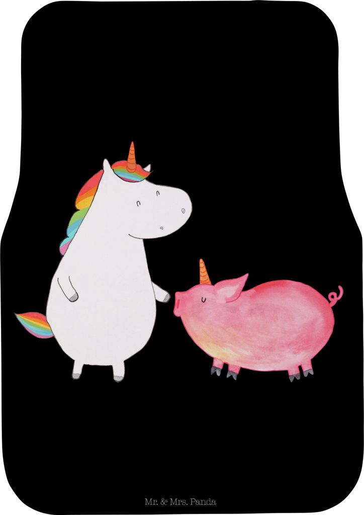 Mr. & Mrs. Panda Fußmatte Fürs Auto Einhorn Schwein - Schwarz - Geschenk, Einhörner, Freundin, Unicorn, Autoteppich, Automatte, Auto-Fußmatte, ...