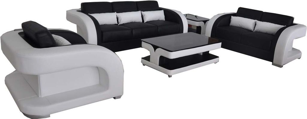 XXL Leder Wohnlandschaft Garnitur Design Modern Sofagarnitur 3+2+1 F3002C+Tisch