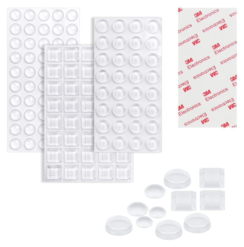 Transparente Gummipuffer, 172 Stück, elastische Puffer, transparente Türpuffer, selbstklebende Schutzpads für Türen, Schubladen und Schränke (...