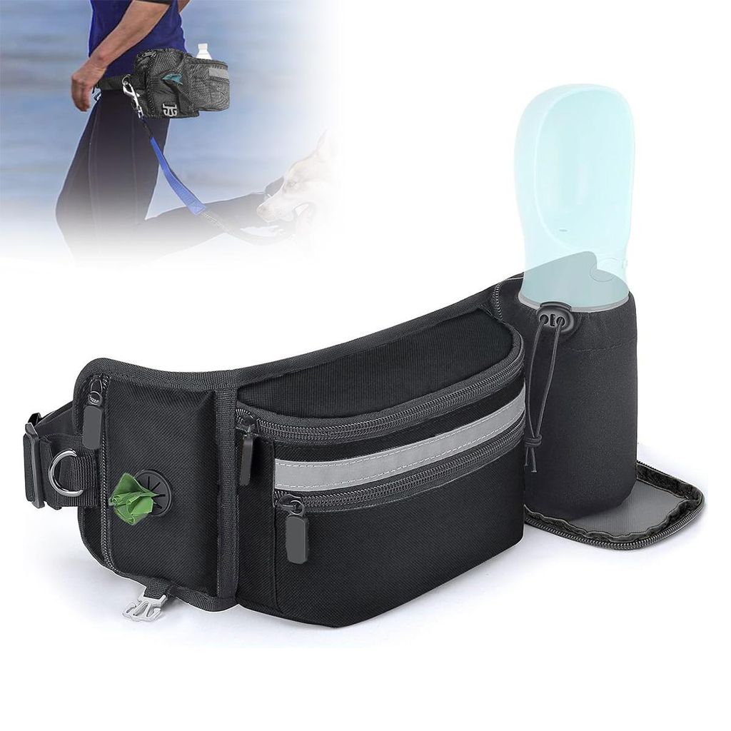 Multifunktionale Hundetasche – Leckerli-Beutel mit Müllbeutelspender, Handytasche & flexibler Führleine – 40×14,5 cm