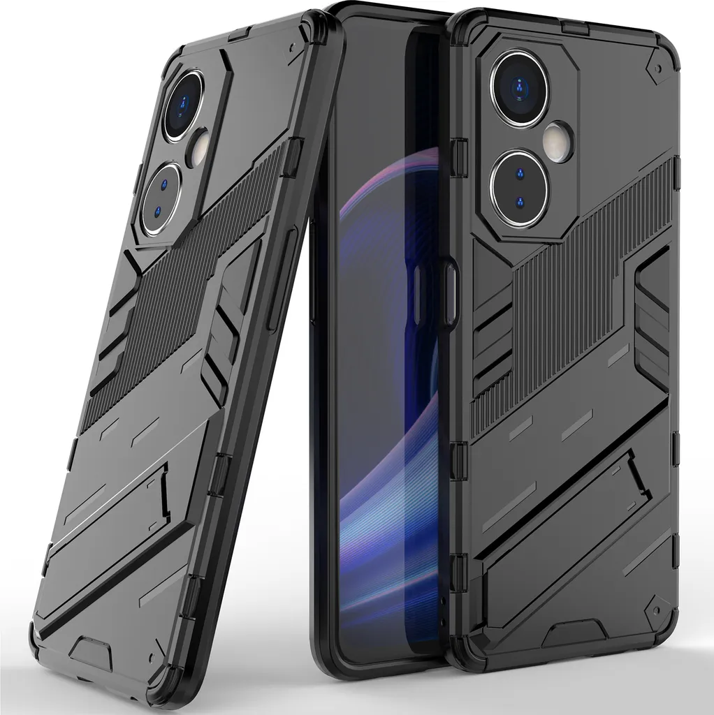 OnePlus Nord CE 3 Lite Cover Protettiva Ibrida Nera con Cavalletto
