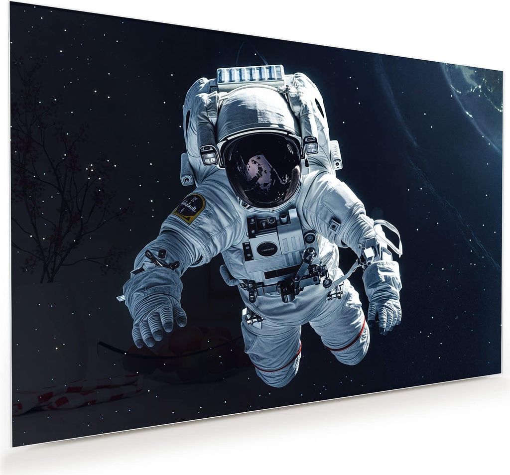 Glasbild 75x50cm in XXL für Wohnzimmer, Schlafzimmer Motiv Astronaut im All