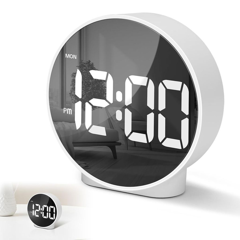 Digital Wecker LED,Digitale Tischuhr,4 Helligkeitsstufen,Dual Alarm, Snooze,12/24H,USB wiederaufladbar,für Nachttisch Wohnzimmer Schlafzimmer,Wei?