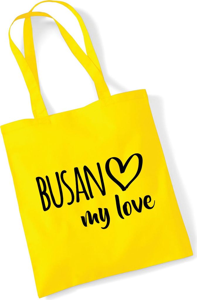 Huuraa Jutebeutel Busan my love 10 Liter Yellow Baumwolle Tasche Geschenkidee