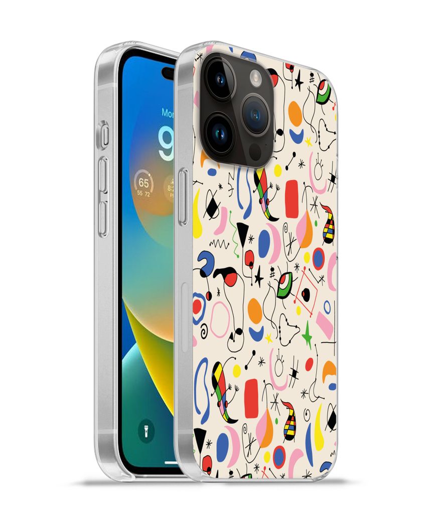 MuchoWow Handyhülle Schutzhülle Hülle für Apple iPhone 14 Pro - Softcase Muster - Abstrakt - Kunst Silikon Softcase Handy Hülle - Umschlag