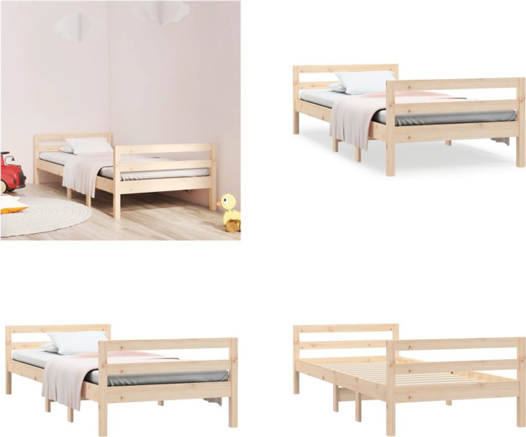vidaXL Massivholzbett 90x200 cm Kiefer - Bettgestell - Bettrahmen - Schlafzimmermöbel - Lattenrost