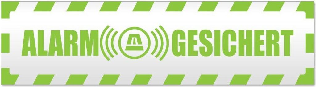 Kiwistar Alarm gesichert gestreift Magnetschild Schild magnetisch - 30cm Lindgrün - Magnetfolie für Auto PKW Kfz