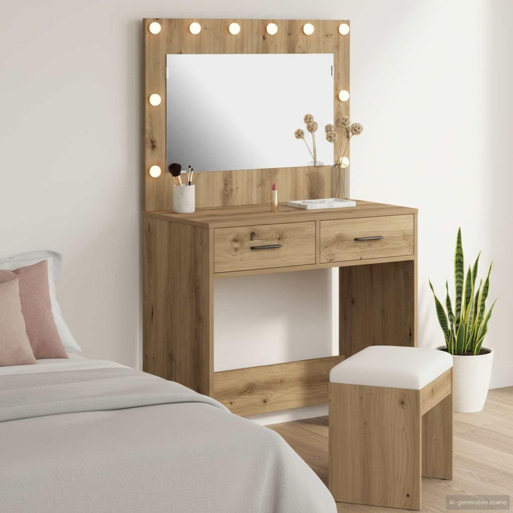 (Robust Möbel)Schminktisch - modernes Design - Kosmetiktisch/Frisiertisch Artisan-Eiche 78,5x41x135cm Holzwerkstoff DE603088 - Schminktische