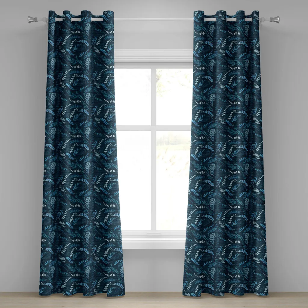 Rideau à œillets Indigo ABAKUHAUS Floral Vert Foncé 280x175 cm