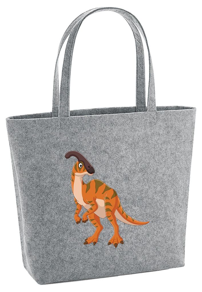 Huuraa Filzshopper Parasaurolophus Dinosaurier 22 Liter Grey Melange Filztasche Geschenkidee