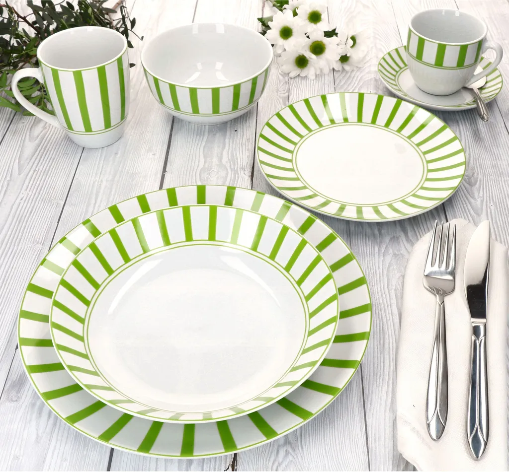Offerta servizio caffè 18 pezzi porcellana Split verde 6 persone - 7