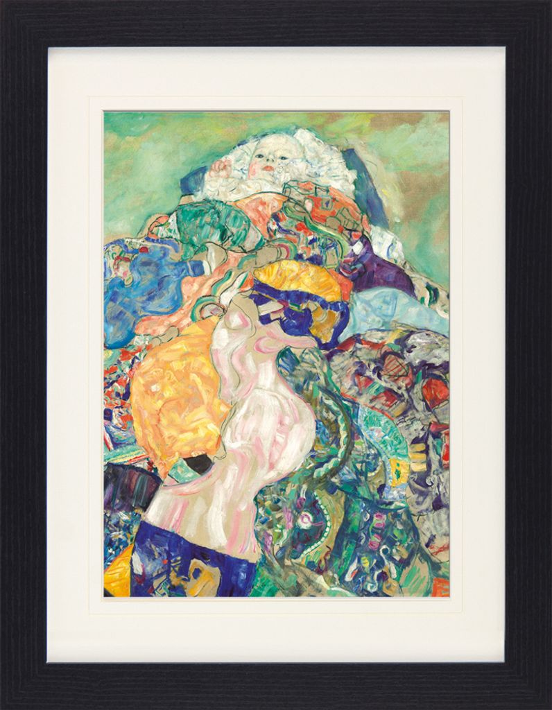 Gustav Klimt Gerahmtes Bild Mit Edlem Passepartout | Wand-Bilder | Im Bilderrahmen - Baby (Wiege) 1917-1918 (40 x 30 cm)