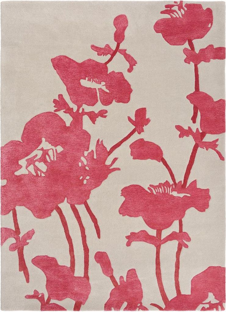 Handgefertigter Wohn- und Schlafzimmerteppich aus Wolle mit Blumenmuster BIFLORAL