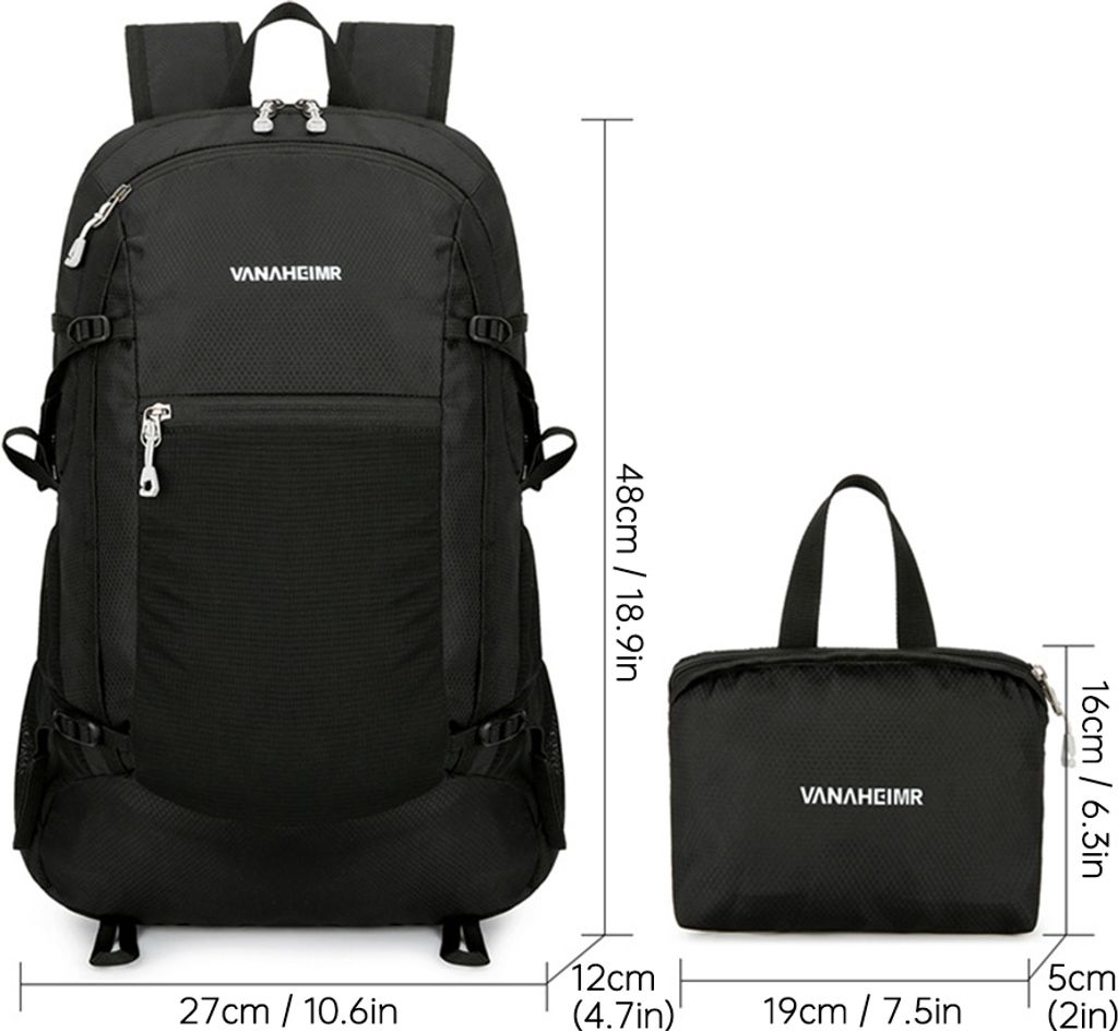 Leichter faltbarer Rucksack, wasserabweisend, packbarer Reise-Rucksack, Tagesrucksack für Damen und Herren, Fahrrad, Camping, Wandern, olivgrün
