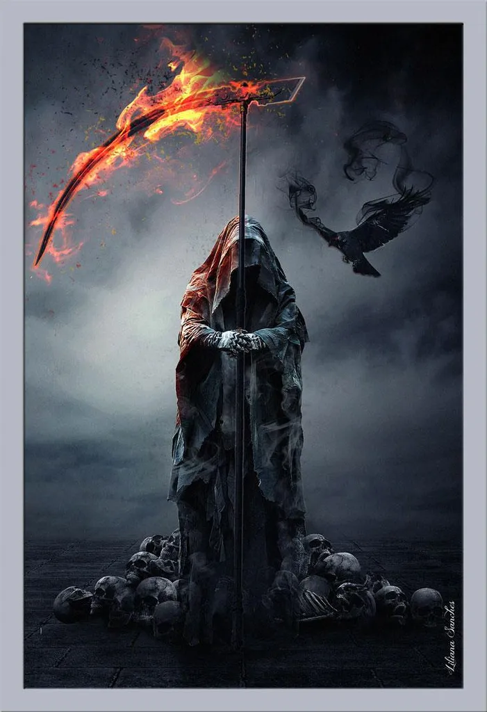 Sanches, Liliana - Poster - Reapers Raven + cornice rimovibile, Shinsuke® Maxi MDF argento, disco acrilico