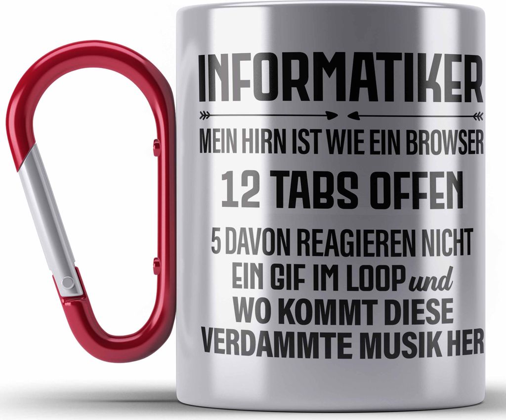 Trendation - Informatiker Edelstahl Tasse Karabiner Geschenk Programmierer Gadget Lustig Geschenkidee Männer Zubehör Informatiklehrer IT Programm...