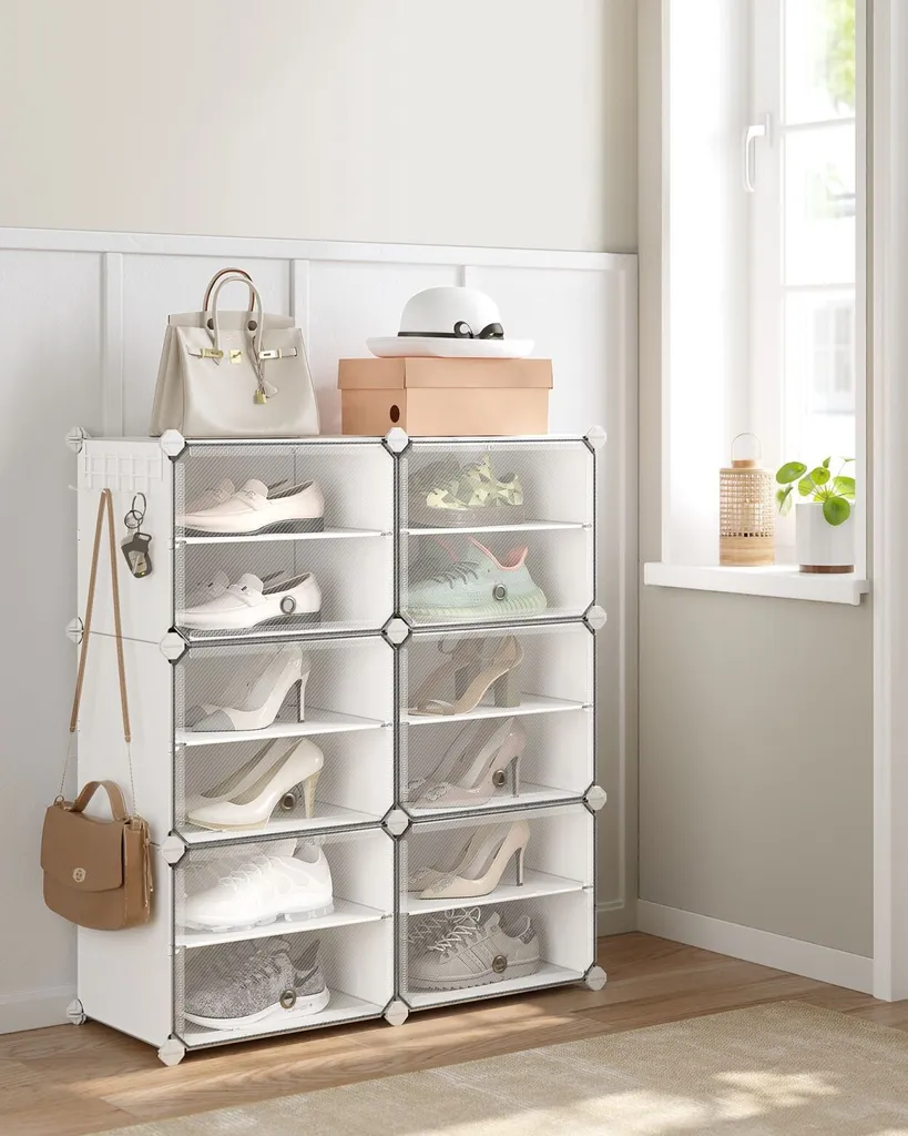 Étagère Chaussures 6 Compartiments avec Portes, Cadre Acier Durable