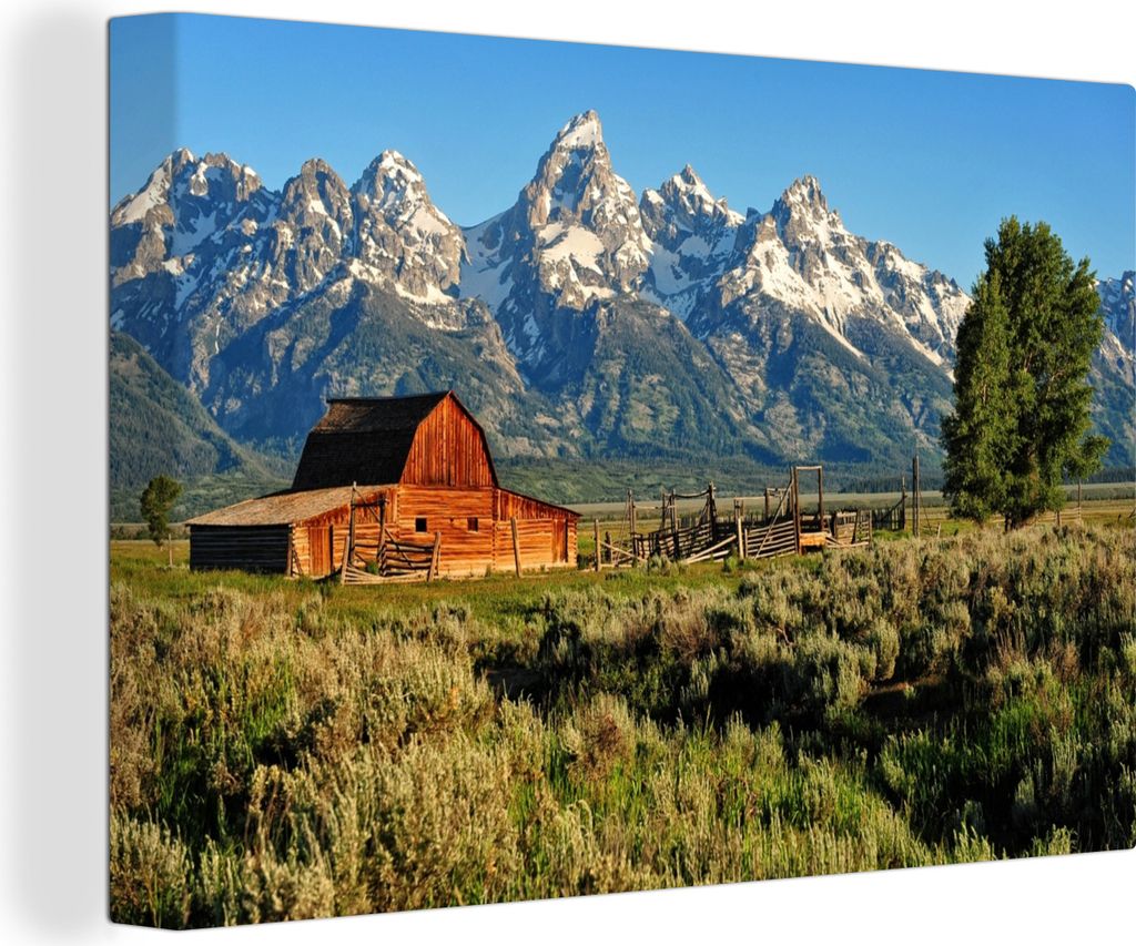 OneMillionCanvasses - Leinwandbilder - 140x90 cm, Eine Ranch auf einem Feld, Wandbilder Kunstdruck Wanddekoration - Foto auf Leinwand - Gemälde ...