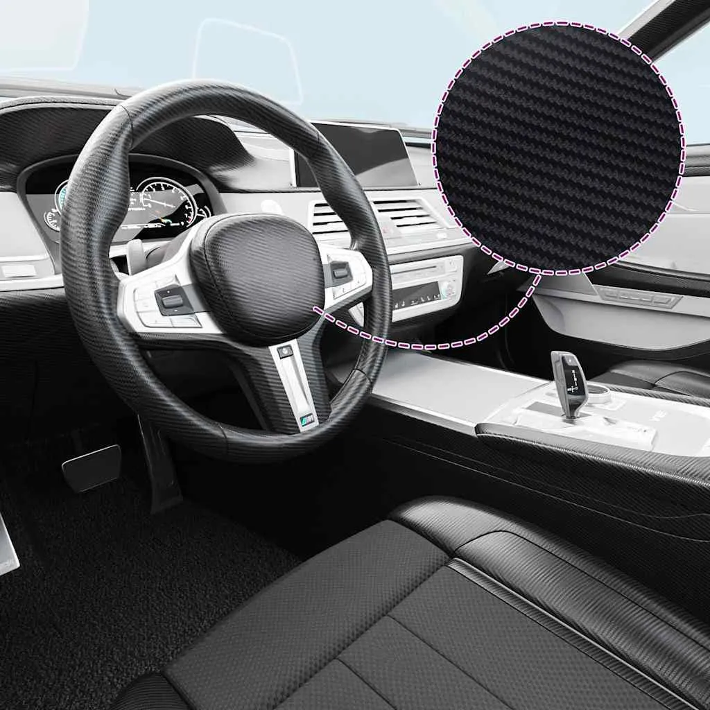 Film vinyle adhésif thermoformable noir 3D pour voiture en lot de 2