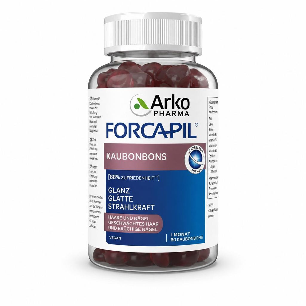 ARKOPHARMA - FORCAPIL Gummies Wachstum - Haarvitamine - Haare und Nägel - Kraft - Vitalität - Glanz - Biotin - Vegan - Ab 15 Jahren
