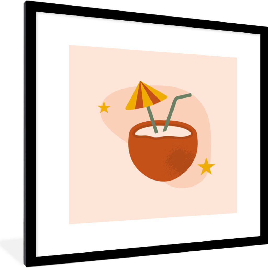 MuchoWow® Gerahmtes Poster Kokosnuss - Sterne - Pastell Produktbild 